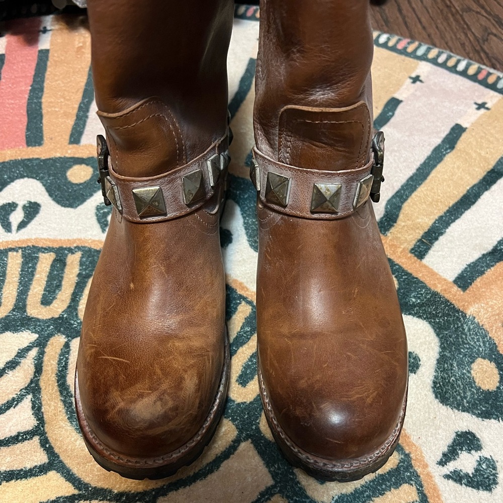Frye rust brown Rogan Engineer Studded Boots 7.5 - Picture 8 of 10